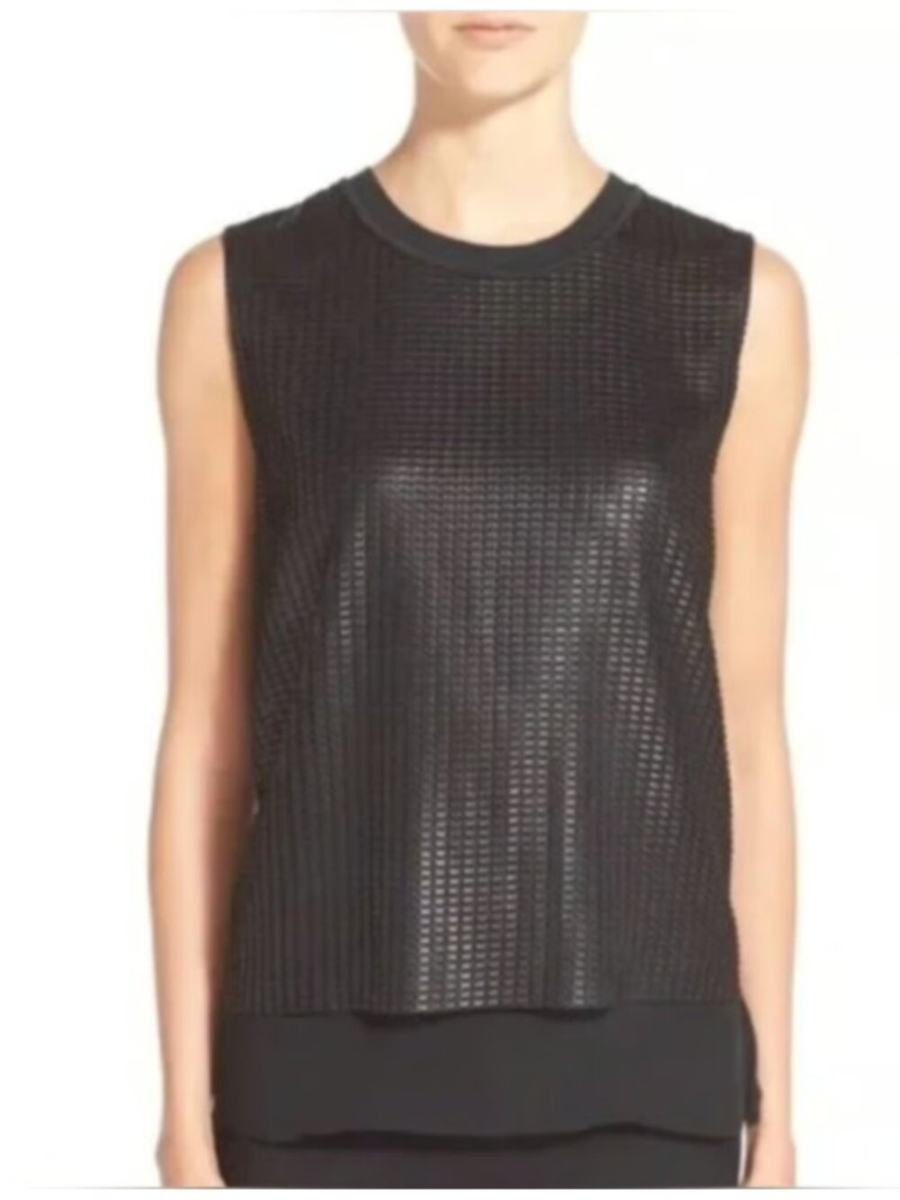 Vince Lattice-Lace Overlay Sleeveless Top size xs